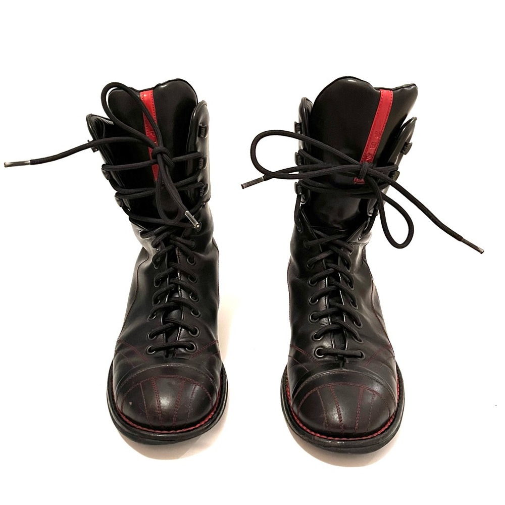 Prada Black Combat Boots - 36
